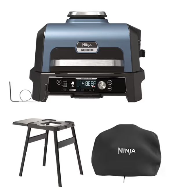 Barbacoa Eléctrica Ninja Woodfire PRO Connect XL + Mesa y Funda - Magic Dreams Collection