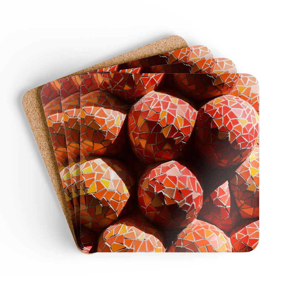 Set de posavasos de corcho  — Posavasos decorativos (pack de 4) inspirados en las esferas de trencadís de los pináculos de la Sagrada Familia - Magic Dreams Collection