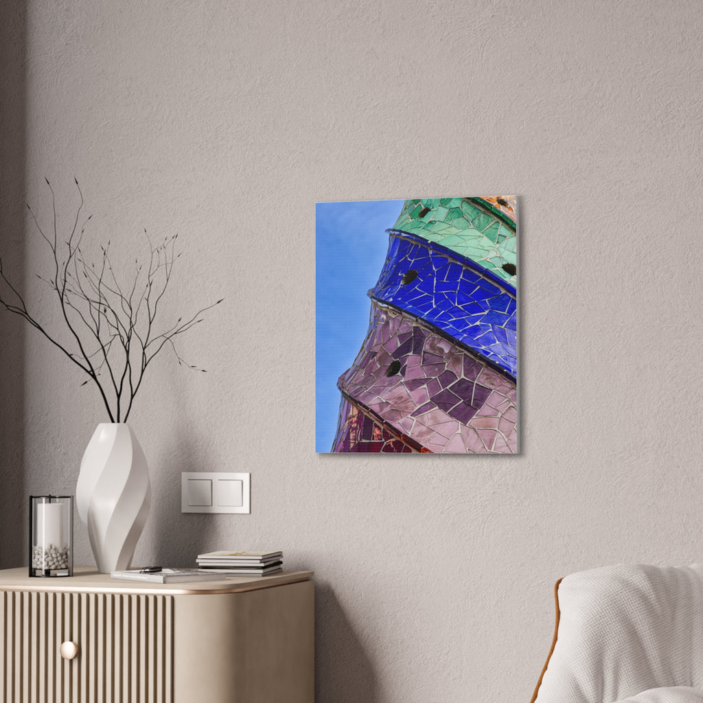 Lienzo decorativo  — Arte mural en azul y púrpura trencadís de las chimeneas del Palau Güell - Magic Dreams Collection