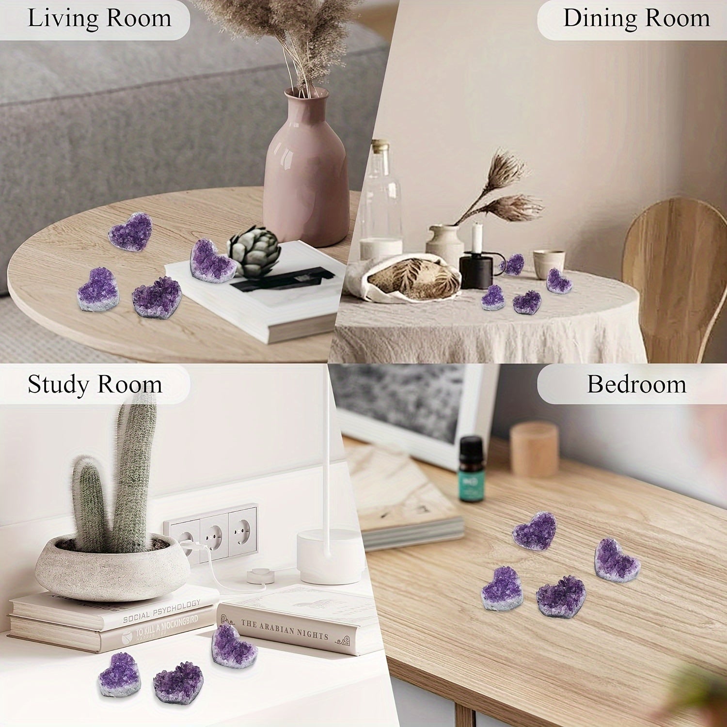 Amethyst Heart-Shaped Crystal Ornament for Home Decor & Gifts-4