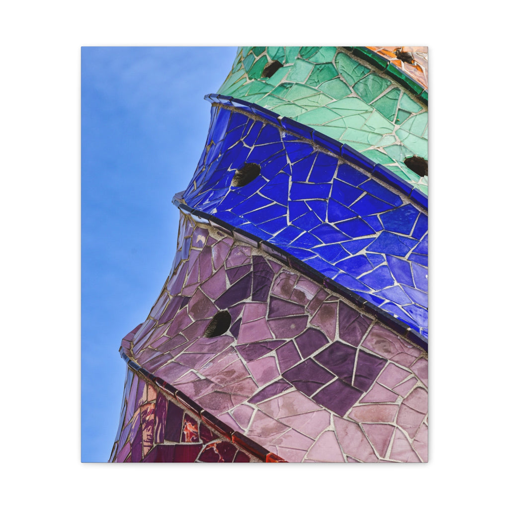 Lienzo decorativo  — Arte mural en azul y púrpura trencadís de las chimeneas del Palau Güell - Magic Dreams Collection