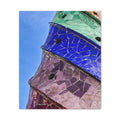 Lienzo decorativo  — Arte mural en azul y púrpura trencadís de las chimeneas del Palau Güell - Magic Dreams Collection