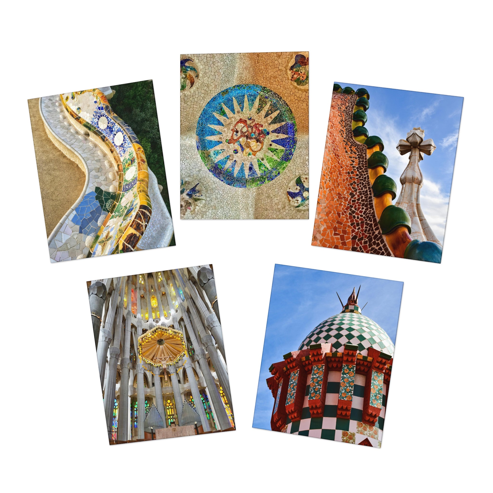 Tarjetas  arquitectura de Barcelona (pack de 5) — Modernismo de Gaudí  - Magic Dreams Collection