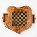 Tablero de Ajedrez Rústico en Madera de Olivo con Cajón — 35 × 35 cm - Magic Dreams Collection