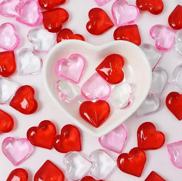 50 Gemas Acrílicas en Forma de Corazón para Decoración de Mesa (Magic Dreams Collection)
