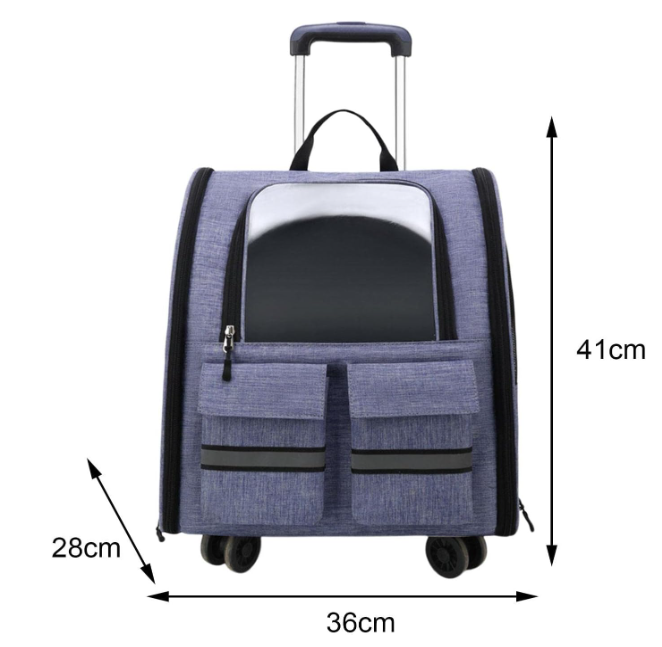 Transportín Portátil para Mascotas con Ruedas — Gris y Azul Claro - Magic Dreams Collection