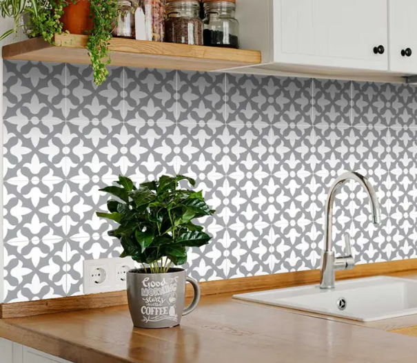 Adhesivos Waterproof Peel & Stick «Grey Tile» 5 × 5 cm — Modelo B54 - Magic Dreams Collection