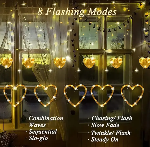 Guirnalda de Luces LED en Forma de Corazón — 138 LEDs, Impermeable - Magic Dreams Collection