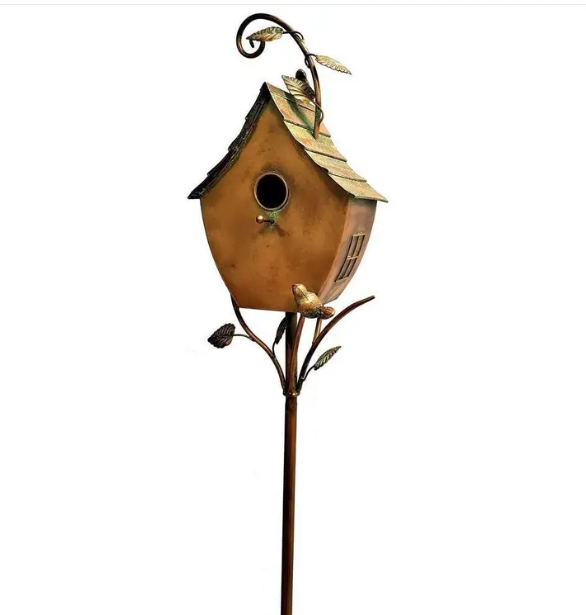 Casita de Pájaros de Hierro con Piqueta para Jardín — Cobre Envejecido - Magic Dreams Collection