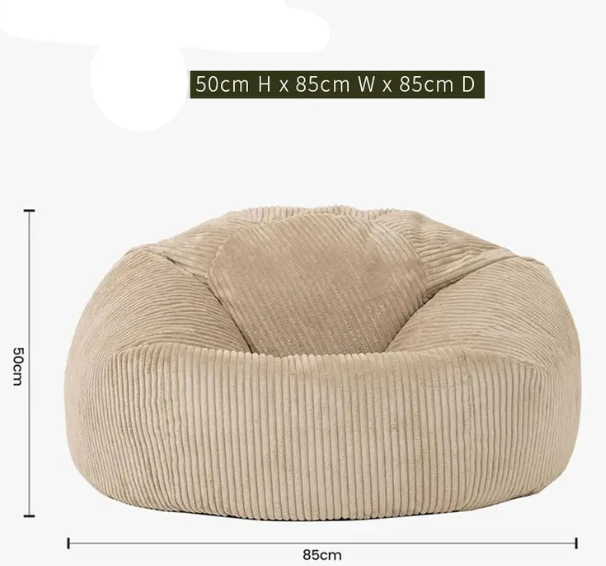 Juego de fundas Sillón y Puff 2 en 1 Beige de franela y pana – Magic Dreams Collection