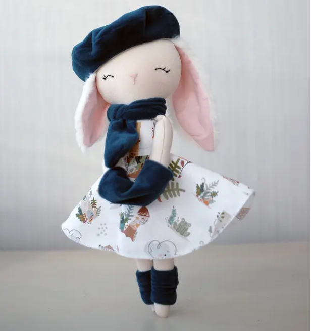 Muñeca Conejo de Peluche — Hecha a mano, algodón orgánico - Magic Dreams Collection