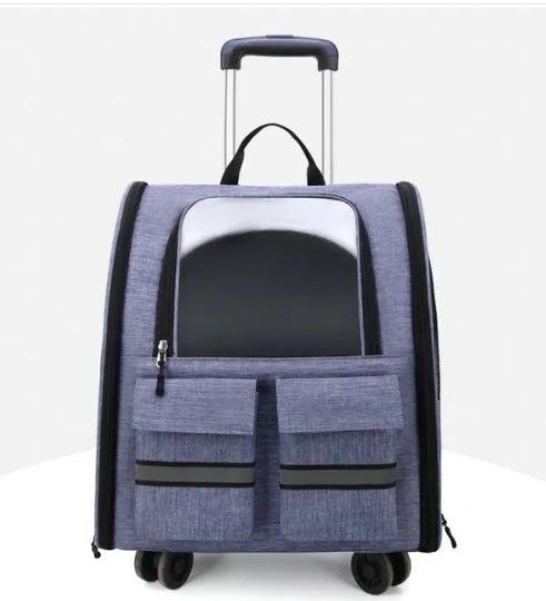 Transportín Portátil para Mascotas con Ruedas — Gris y Azul Claro - Magic Dreams Collection