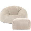 Juego de fundas Sillón y Puff 2 en 1 Beige de franela y pana – Magic Dreams Collection
