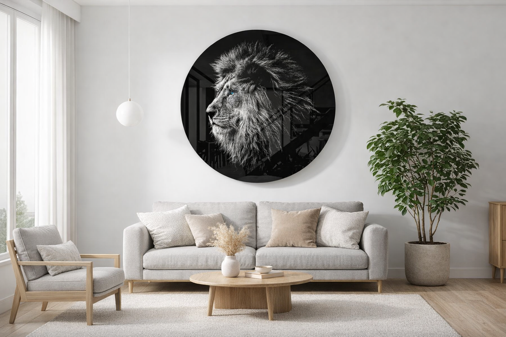 Arte de pared de vidrio de León 110 × 70 cm — Magic Dreams Collection