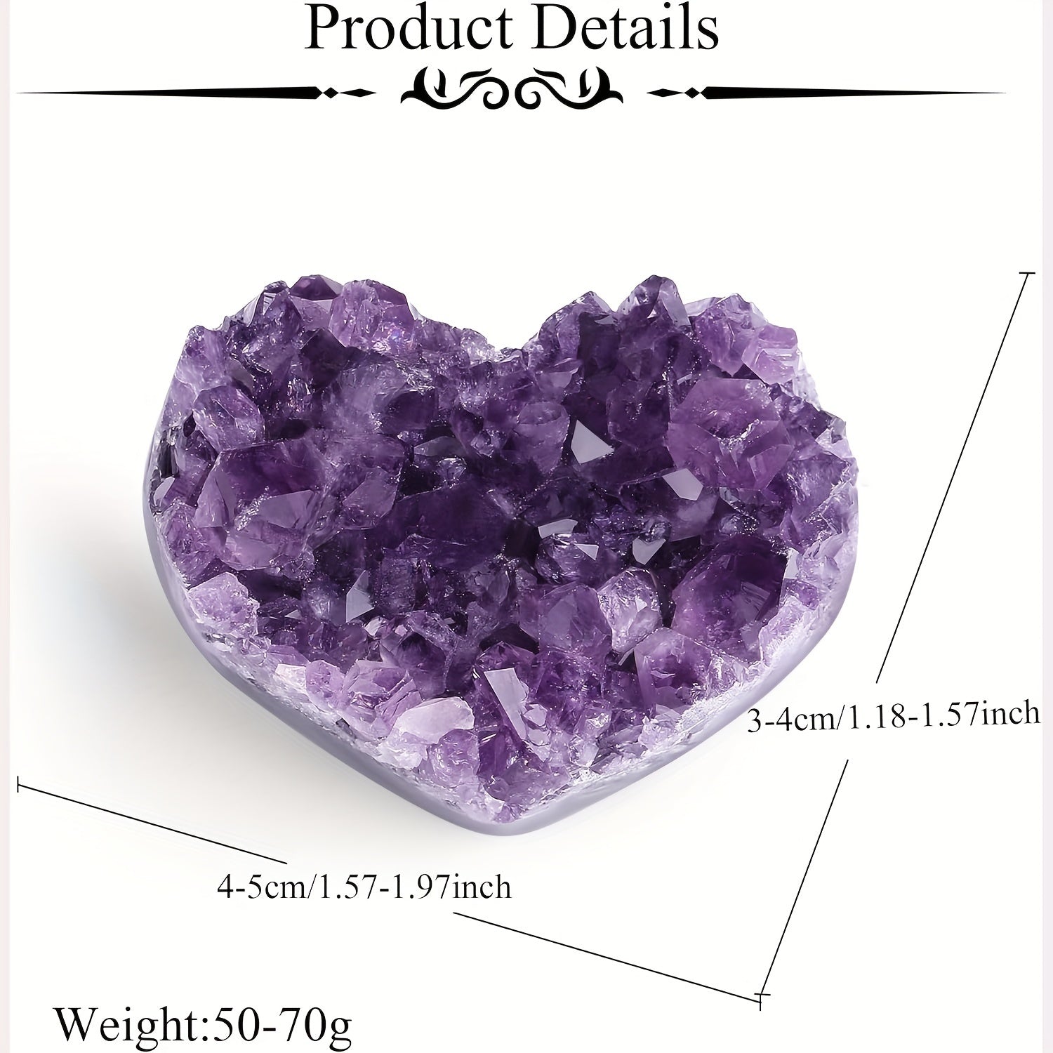 Amethyst Heart-Shaped Crystal Ornament for Home Decor & Gifts-3