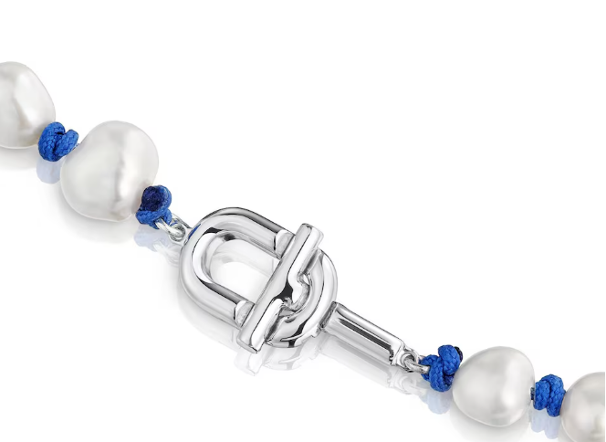 Collar Manifesto de Nylon Azul con Plata y Perlas Tous – Magic Dreams Collection