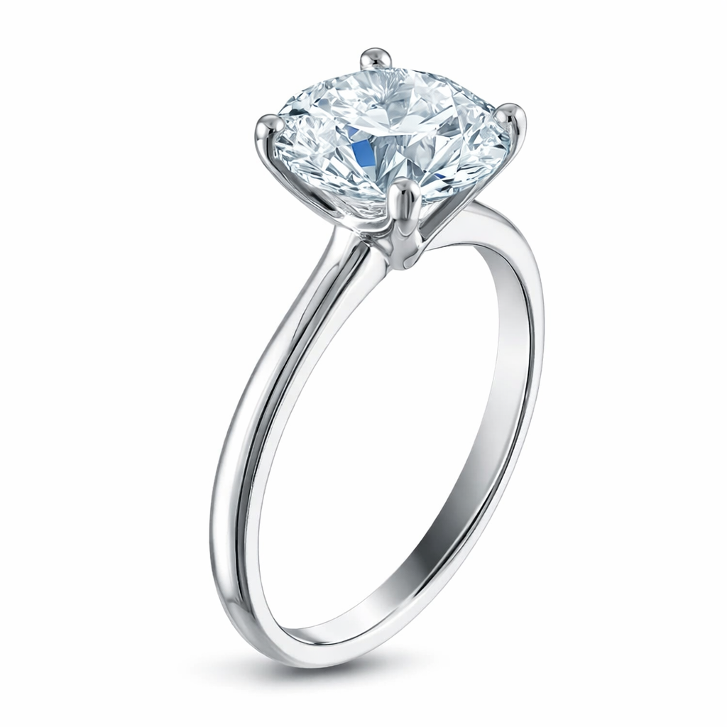 Brillo Eterno: Anillo Solitario de Diamante Cultivado 3.50 CT en Oro Blanco 14K – Magic Dreams Collection
