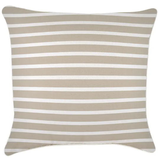Funda de Cojín con Ribete Estilo Hampton Stripe Beige 60×60 – Magic Dreams Collection